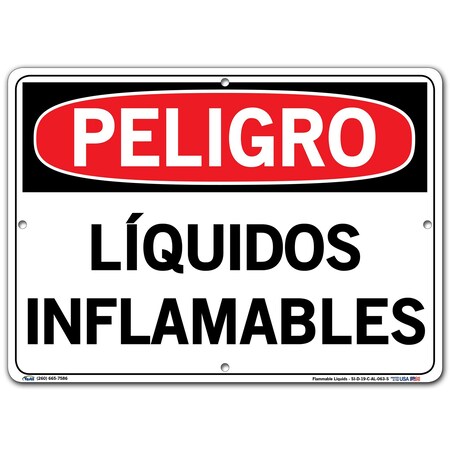 Vestil Aluminum Sign, 10-1/2" Height, 14-1/2" Width, Aluminum, Rectangle, Spanish SI-D-19-C-AL-063-S